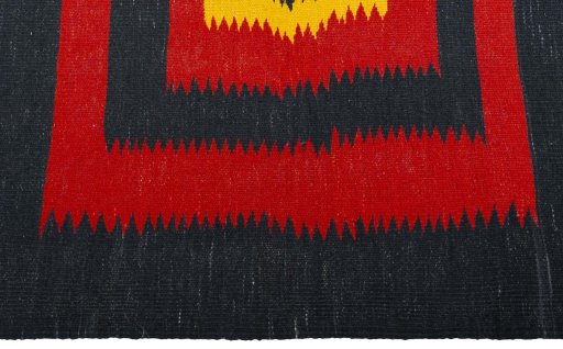 Close-up detail of New Kilim Sofre rug from Turkey showing Wool weave