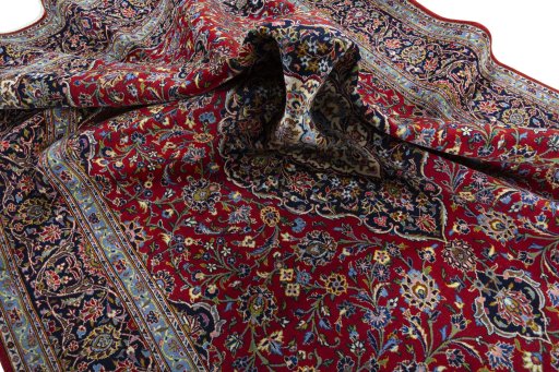 Surface texture of New Kashan rug with natural Cork and intricate pattern