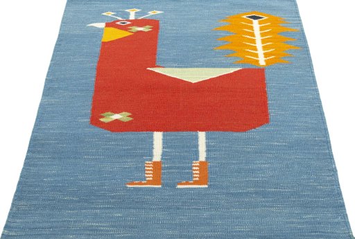 Close-up detail of New Kilim Dastan rug from Turkey showing Wool weave