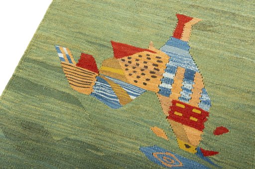 Surface texture of New Kilim Dastan rug with natural Wool and intricate pattern