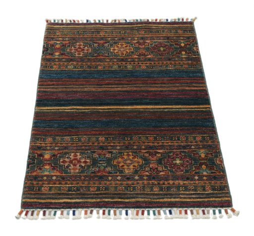 Surface texture of New Samarkand rug with natural Wool and intricate pattern