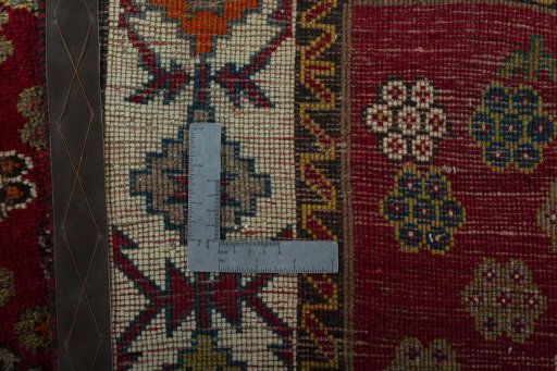 Close-up detail of 1970s Persian Gabbeh rug from Iran / Persia showing Wool weave
