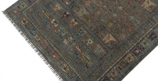 Backside of handmade New Samarkand rug showing knot structure and weave density