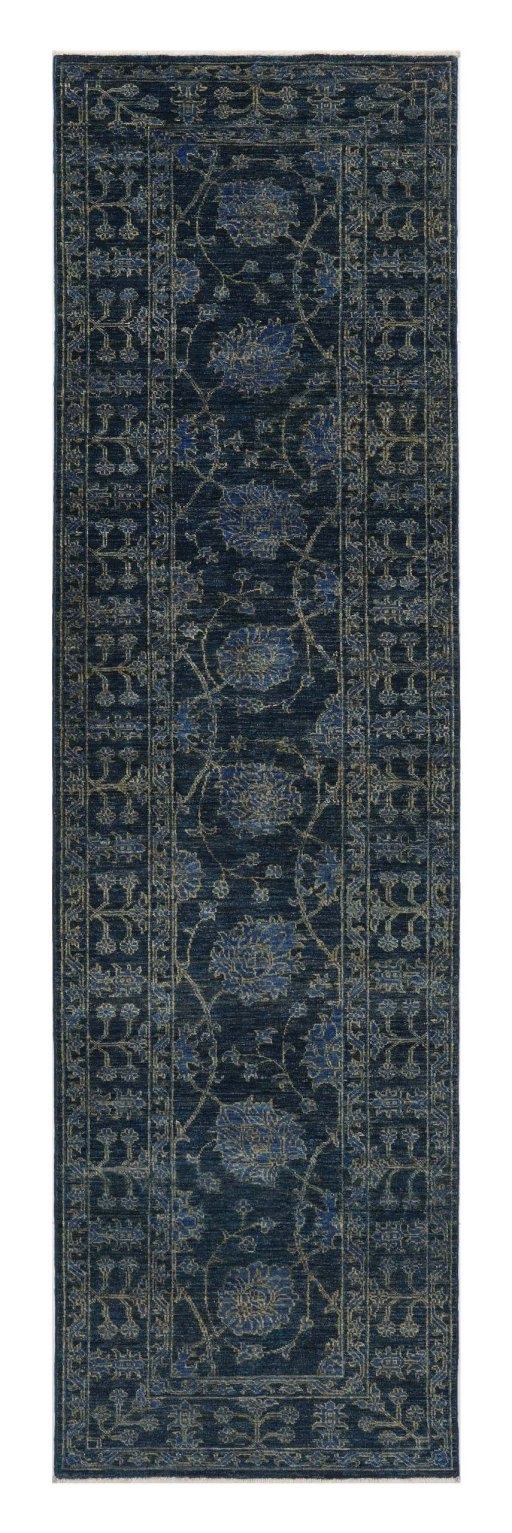 Full view of New Farahan rug from Pakistan, 294 × 80 cm in Blue tones