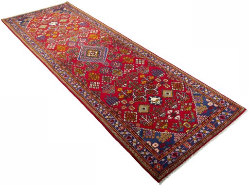 Close-up detail of 2000s Meymeh rug from Iran / Persia showing Wool weave