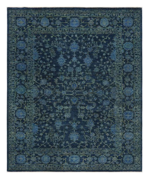 Full view of New Farahan rug from Pakistan, 243 × 197 cm in Blue tones