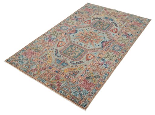 Close-up detail of New Kazak rug from Pakistan showing Wool weave