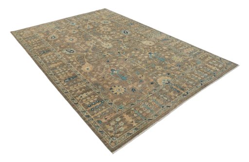Corner detail of New Farahan rug showing border pattern and Wool pile