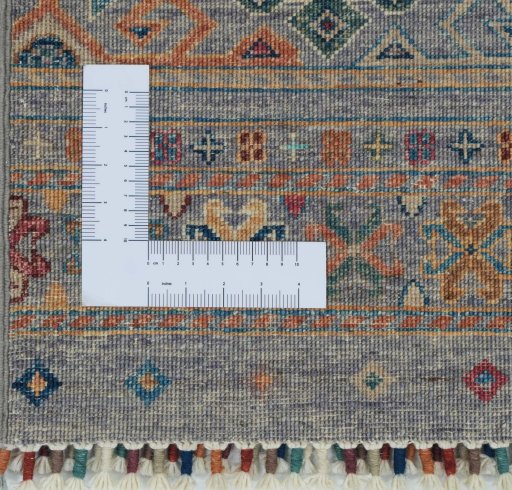 Corner detail of New Samarkand rug showing border pattern and Wool pile