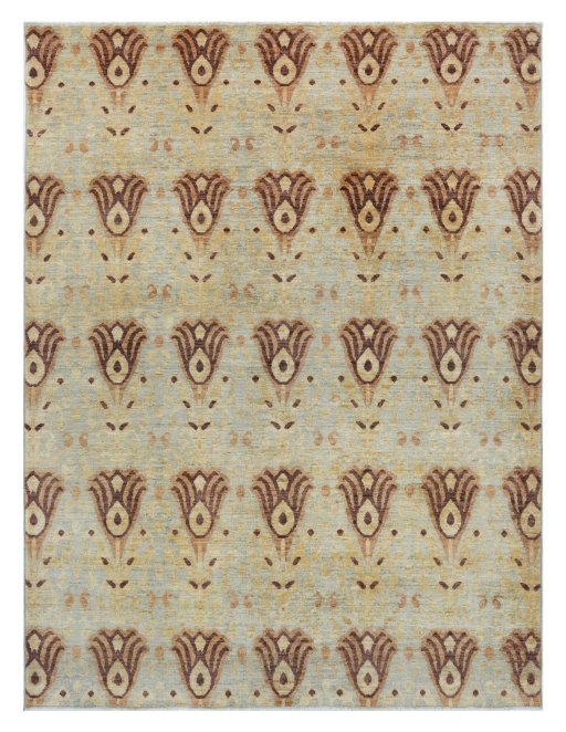 Full view of New Farahan rug from Pakistan, 204 × 157 cm in Beige tones