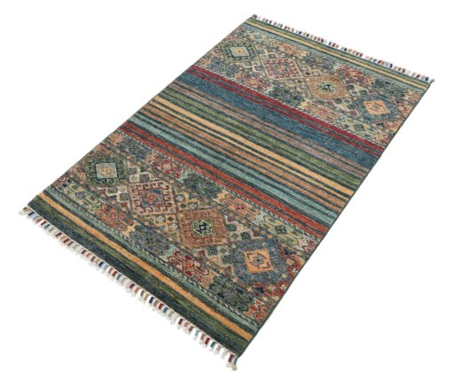 Close-up detail of New Samarkand rug from Pakistan showing Wool weave