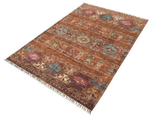 Close-up detail of New Samarkand rug from Pakistan showing Wool weave