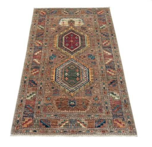 Surface texture of New Kazak rug with natural Wool and intricate pattern