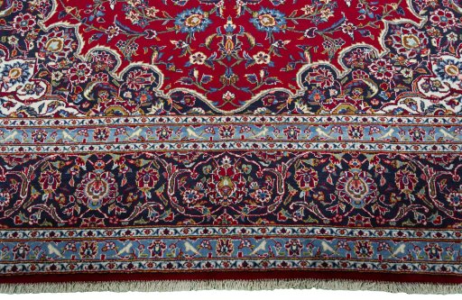 Full view of 2000s Kashan rug from Iran / Persia, 401 × 284 cm in Red tones