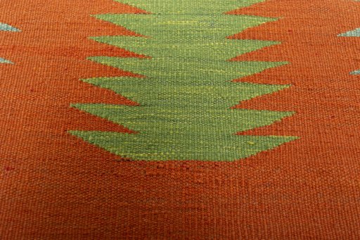 Backside of handmade New Kilim Sofre rug showing knot structure and weave density