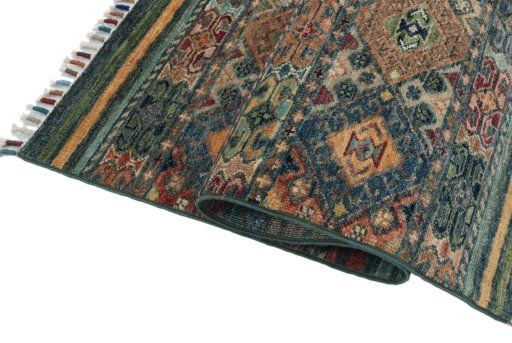 Close-up detail of New Samarkand rug from Pakistan showing Wool weave