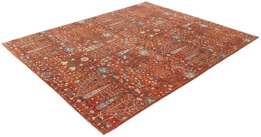 Close-up detail of New Haj-jalili rug from Pakistan showing Wool weave