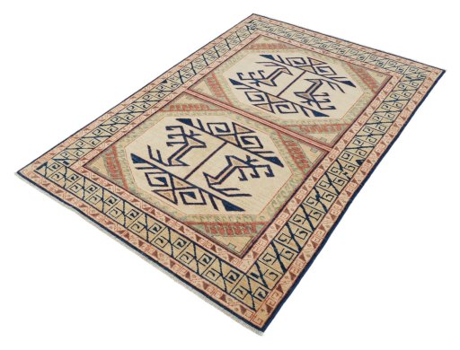 Close-up detail of New Kazak rug from Pakistan showing Wool weave