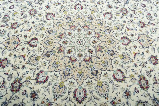 Central medallion detail of 2000s Kashan rug from Iran / Persia