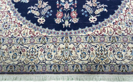 Full view of 2000s Nain rug from Iran / Persia, 306 × 199 cm in Blue tones
