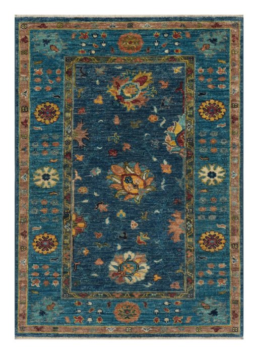Full view of New Farahan rug from Pakistan, 115 × 83 cm in Blue tones