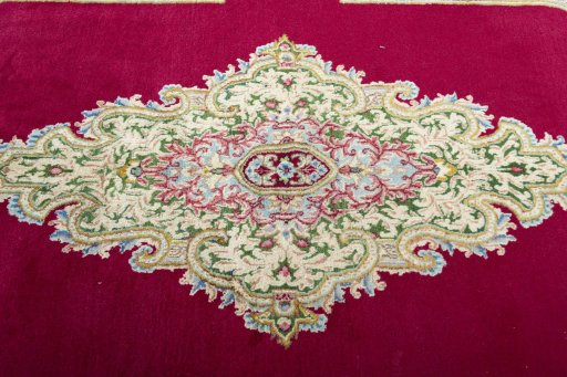 Central medallion detail of 1970s Kerman rug from Iran / Persia