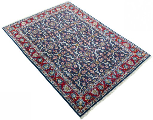 Close-up detail of 2000s Najafabad rug from Iran / Persia showing Wool weave