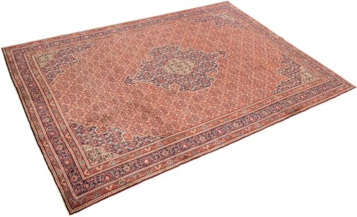 Close-up detail of 2000s Bijar rug from Iran / Persia showing Wool weave