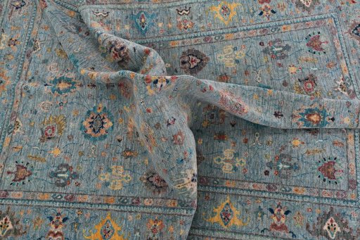 Full view of New Farahan rug from Pakistan, 245 × 171 cm in Blue tones