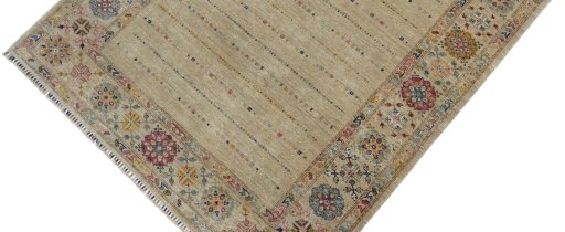 Backside of handmade New Samarkand rug showing knot structure and weave density