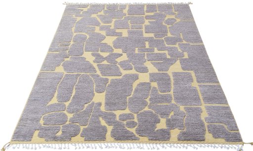 Corner detail of New Morocco rug showing border pattern and Wool pile