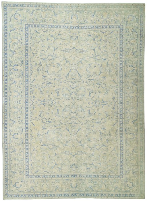 Full view of 1970s Vintage rug from Pakistan, 372 × 271 cm in Beige tones