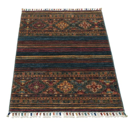Surface texture of New Samarkand rug with natural Wool and intricate pattern