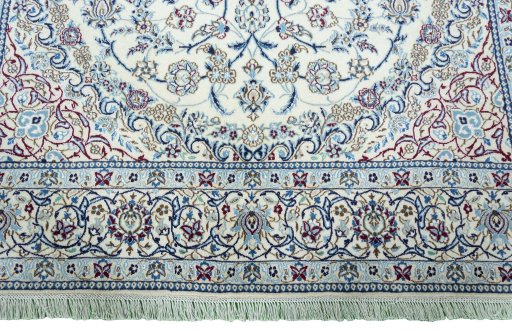 Full view of 2000s Nain rug from Iran / Persia, 300 × 195 cm in Beige tones