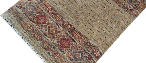 Backside of handmade New Samarkand rug showing knot structure and weave density