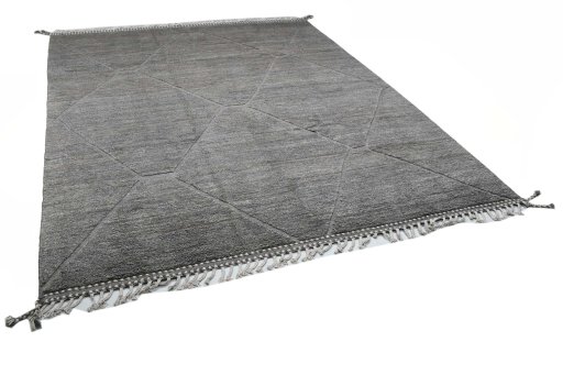 Corner detail of New Morocco rug showing border pattern and Wool pile