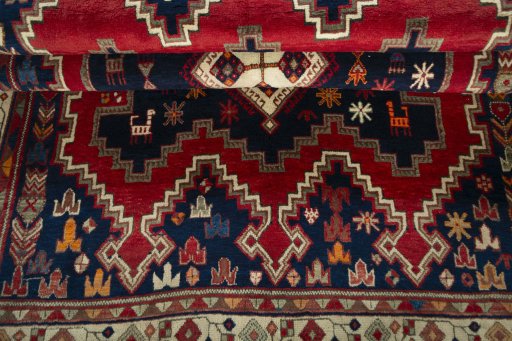 Full view of 2000s Sirjan rug from Iran / Persia, 237 × 160 cm in Red tones