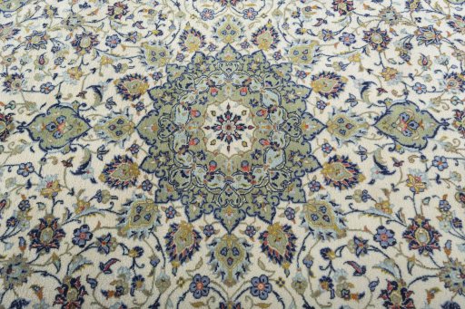 Central medallion detail of 2000s Kashan rug from Iran / Persia