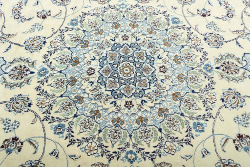 Central medallion detail of 2000s Nain rug from Iran / Persia