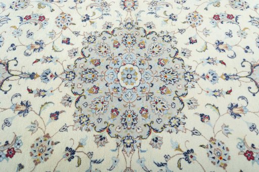 Central medallion detail of 2000s Kashan rug from Iran / Persia