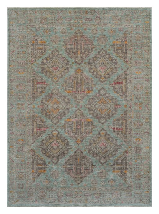 Full view of New Farahan rug from Pakistan, 234 × 169 cm in Green tones