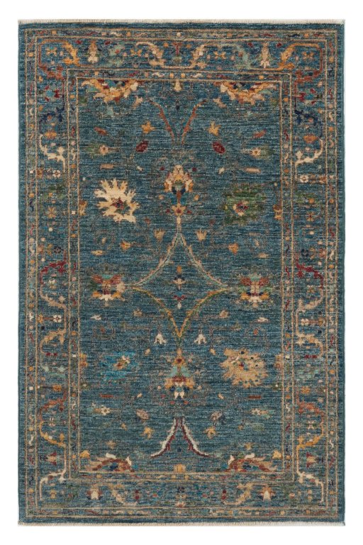 Full view of New Farahan rug from Pakistan, 126 × 81 cm in Blue tones