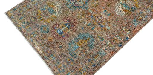 Backside of handmade New Farahan rug showing knot structure and weave density