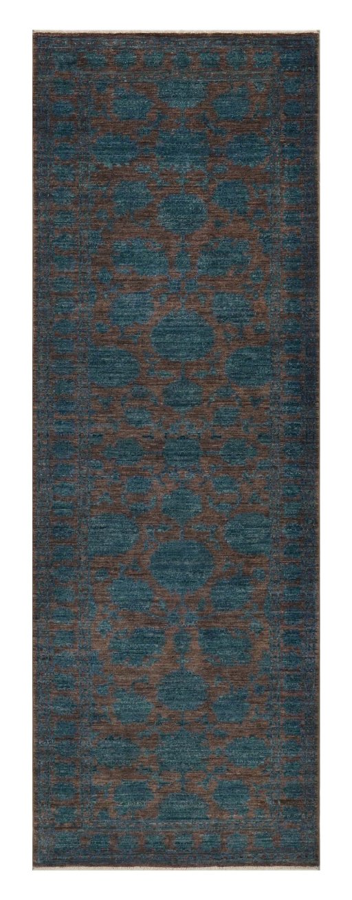 Full view of New Farahan rug from Pakistan, 248 × 82 cm in Brown tones