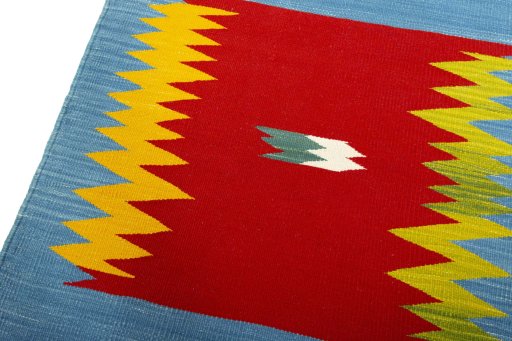 Surface texture of New Kilim Sofre rug with natural Wool and intricate pattern