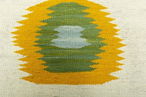 Backside of handmade New Kilim Sofre rug showing knot structure and weave density