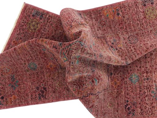 Full view of New Mamluk rug from Pakistan, 121 × 79 cm in Red tones