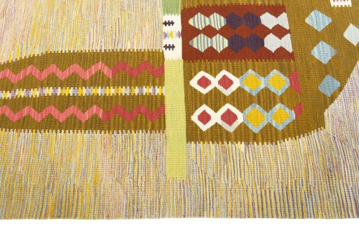 Close-up detail of New Kilim Dastan rug from Turkey showing Wool weave