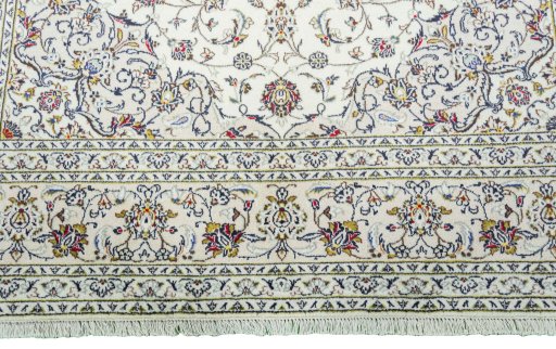 Full view of 2000s Kashan rug from Iran / Persia, 292 × 200 cm in Beige tones