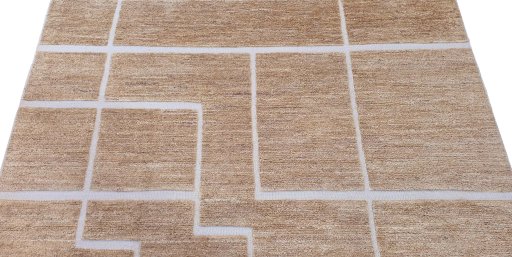 Backside of handmade New Morocco rug showing knot structure and weave density